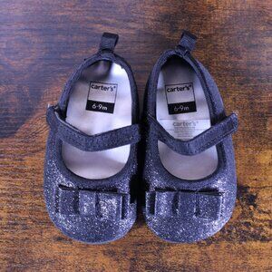 Carter's Infant Sparkly Black Dress Shoes Size 6-9M Baby Formal